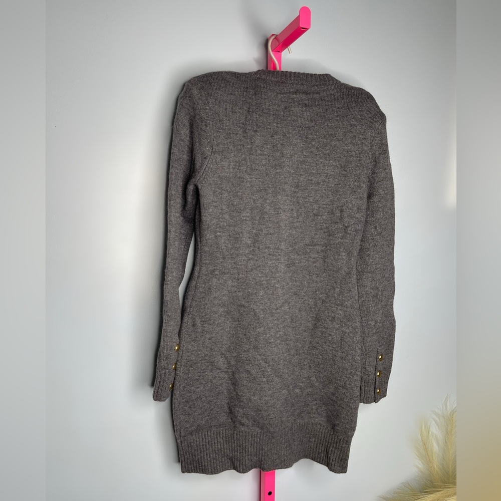 Zara gray gold button longline knit cardigan sweater dress size Small ❤️ - Picture 8 of 8